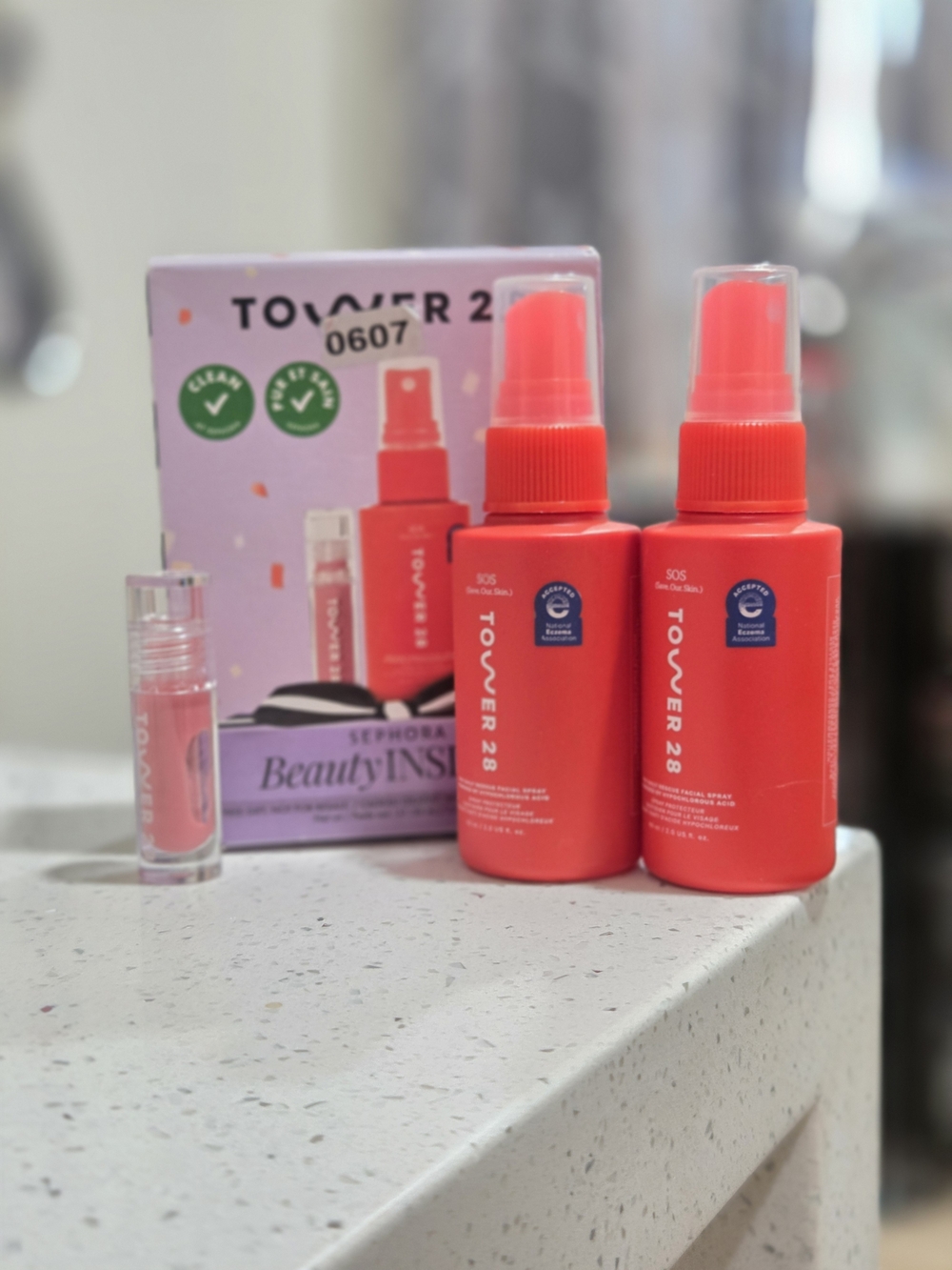 Tower 28 SOS Daily Lip Gloss& Rescue Mist Spray - Coral Pink (Set of 2)